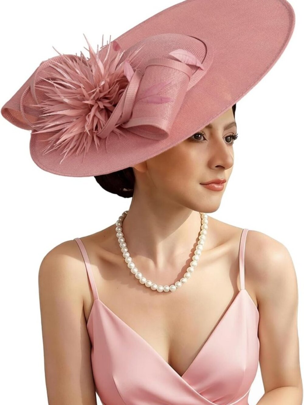 Elegant Floral Fascinator Hat with Mesh & Feathers for Wedding, Tea Party, Derby